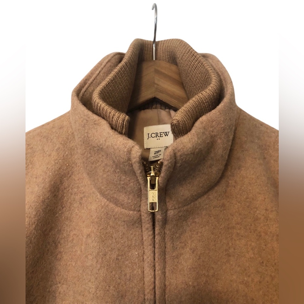 J. Crew Wool Blend Acorn Camel Heather City Coat Women's Petite - Picture 3 of 9